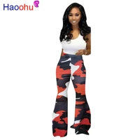 style camouflage boot cut pant high waist slim women pants 2019 autumn fashion street hipster personality cool outfits
