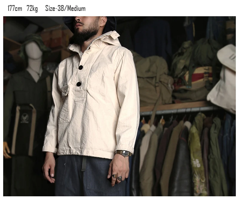 Винтажный Bronson 1930s USN Dungaree Smock Submariner пуловер парка свободная посадка