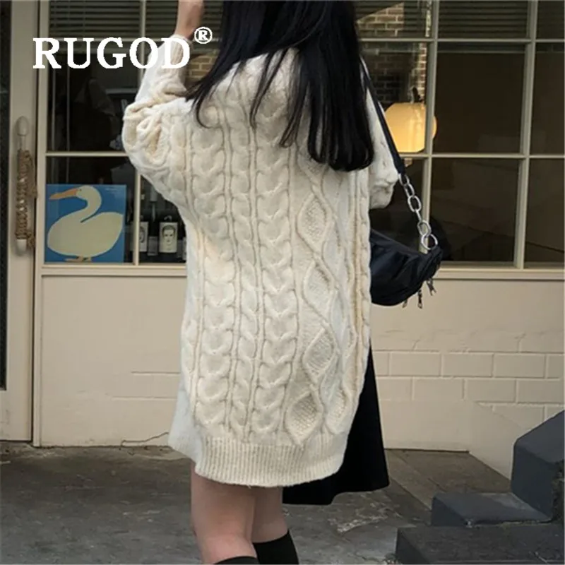 RUGOD твист толстые трикотажные пуловеры для женщин Корейский ins Винтаж Туника с