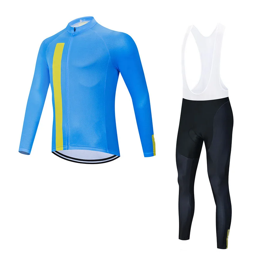 

Spring and Autumn Men's Fashion Black Strap Quick-drying Cycling Jersey Long Sleeve Breathable Sports Mountain Bike Top Set