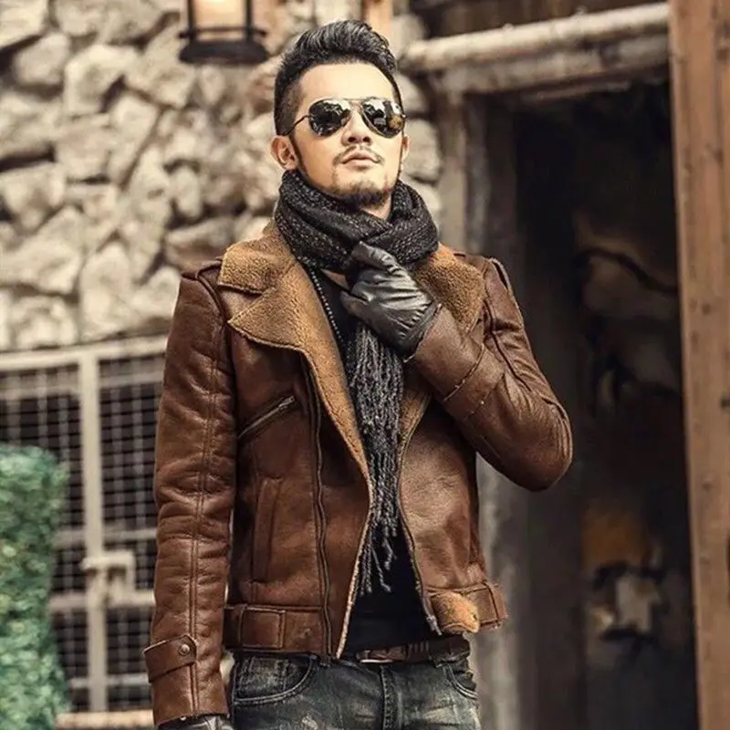 

Winter 2019 Korean version fashion youth personality coat M-5XL! Slim large size fur integrated motorcycle leather coat
