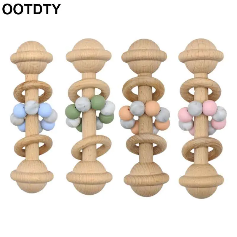 

Детский зубной прорезыватель из бука, погремушка, соска, молярные бусины, кольцо для малышей, игрушка для прорезывания зубов, игрушка для ко...