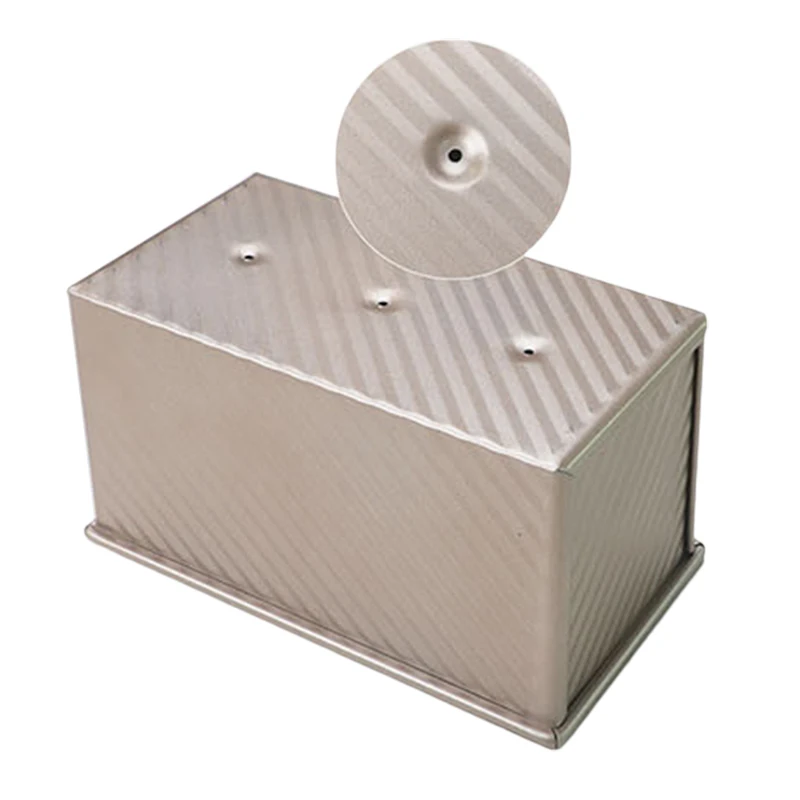 

100% Brand New High Quality Golden Carbon Steel 450g Household Corrugated Non Stick Toast Box Toast Mold Baking Tool