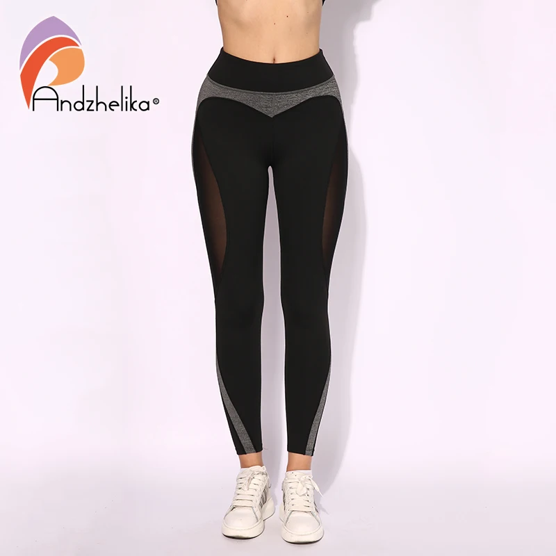 Andzhelika высокое качество сетчатые для бега спортивные колготки женщин фитнеса