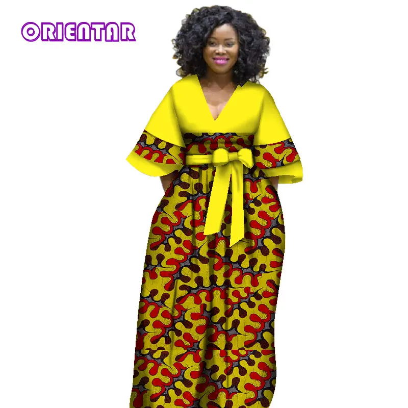 

African Dresses for Women Bazin Riche Ankara Dresses Femme African Clothes Lady African Print Plus Size Dashiki Gown WY2841