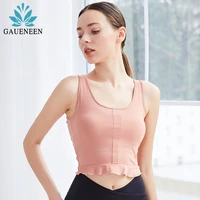 gaueneen women yoga tank tops padded gym vest sleeveless fitness shirt running sports top sportswear tank top and canottierine