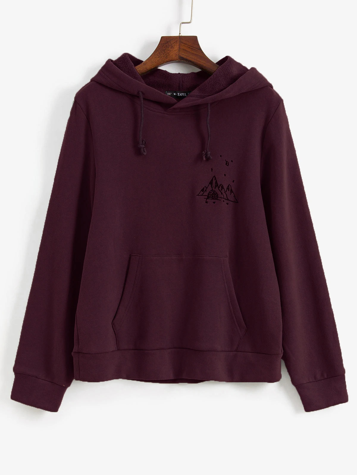 ZAFUL/женский пуловер с капюшоном и вышивкой на шерстяной подкладке передним
