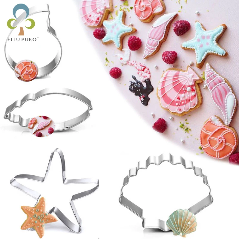 4 шт. ракушки океанской морской звезды Раковины Форма ремешок для печенья мастики
