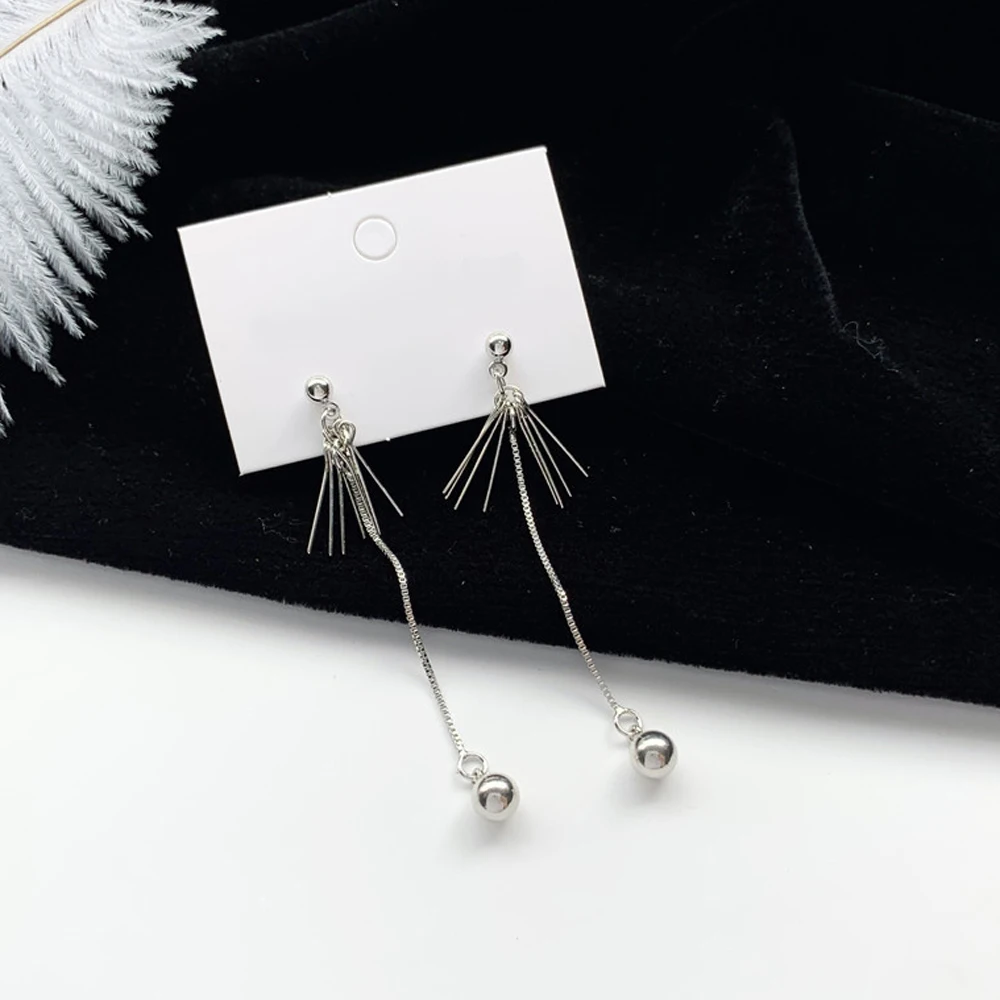 

South Korea Contracted Long Tassel Earrings Geometry Gentle Beautiful Female Ear Clip Sell Like Hot Cakes Hip Pop Stud Earrings