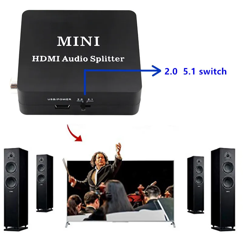 Мини HDMI аудио сплиттер 5 1 HDCP 2 преобразователь в SPDIF коаксиальный 1080p 0 |