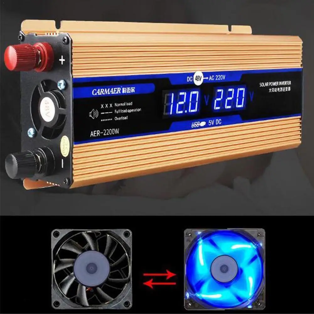

Car Inverter 12V 220V 2200W Pe ak Car Power Inverter Converter Style 220V Transformer Solar To Black Voltage Inversor 12V K9F9