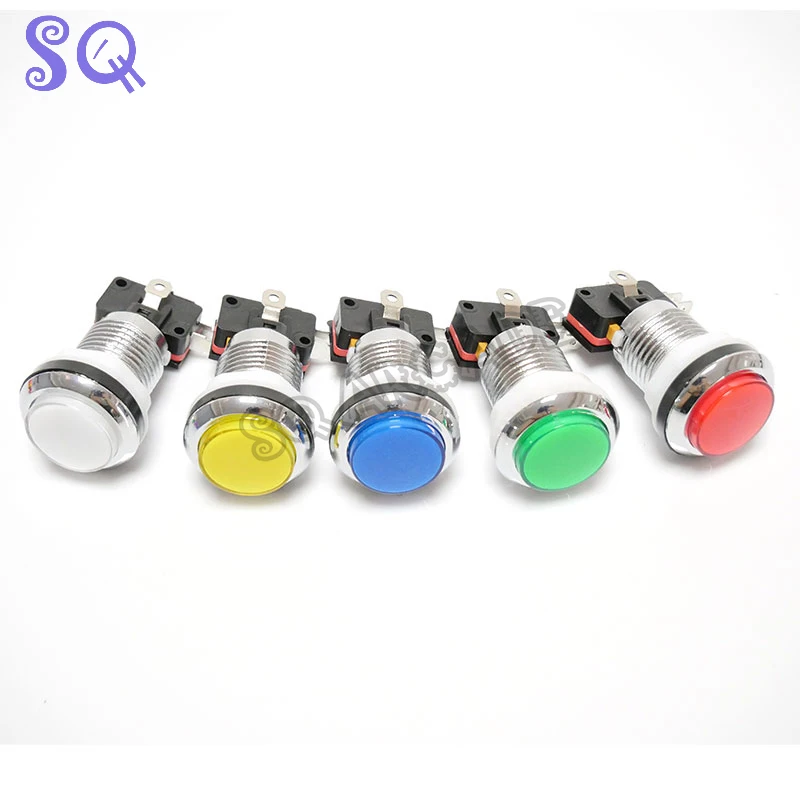 Хромированная светодиодная аркадная Кнопка 12 В с микропереключателем 1 шт.