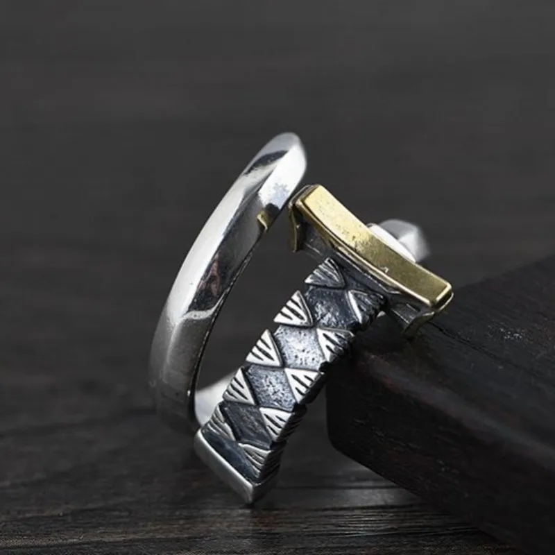 Мужское серебряное кольцо на указательный палец из тайского серебра 2019
