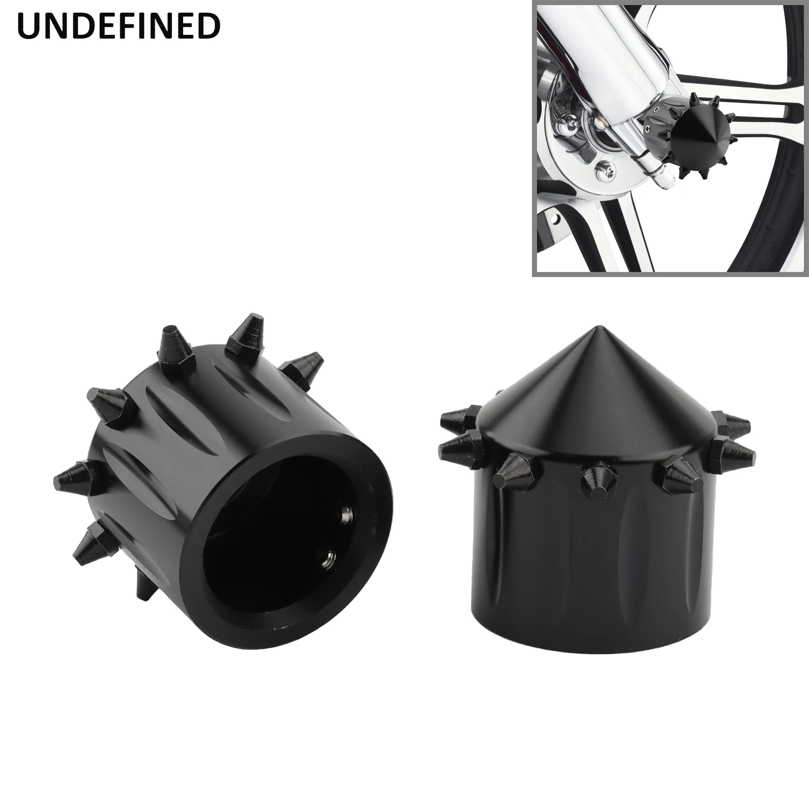 

Motorcycle Front Axle Cap Nut Cover Bolt Black Aluminum W/Spike For Harley V-Rod VRSC Sportster XL Dyna Street Bob Touring FLTR