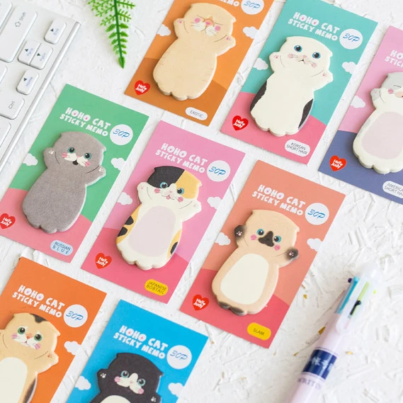 30 pcs kawaii Cartoon cat Sticky Message Notes Memo Pad Diary Stationary Flakes Scrapbook Decorative Cute N Times Sticky Planner