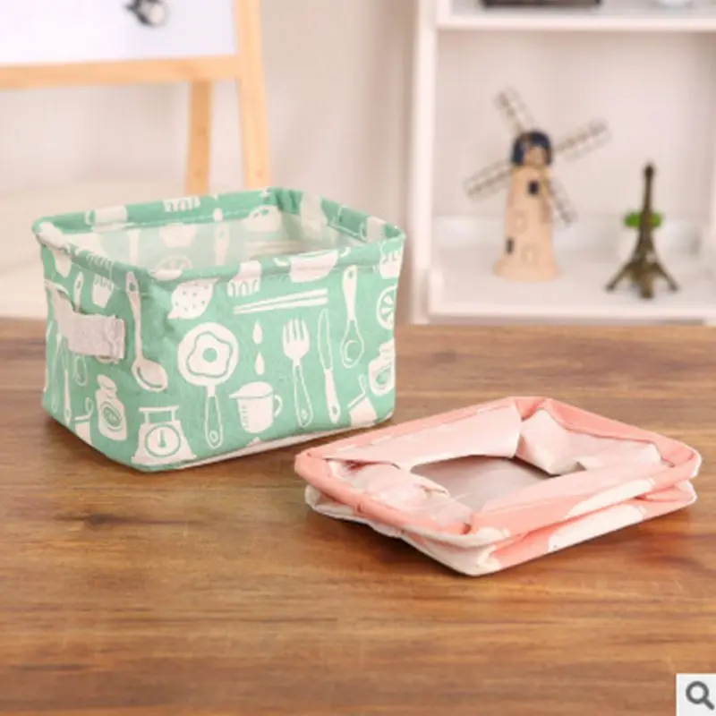 Корзина для хранения DIY рабочего стола для Складывания Белья игрушки коробки для хранения нижнее белье косметический Органайзер для белья корзина 17x14 см S08
