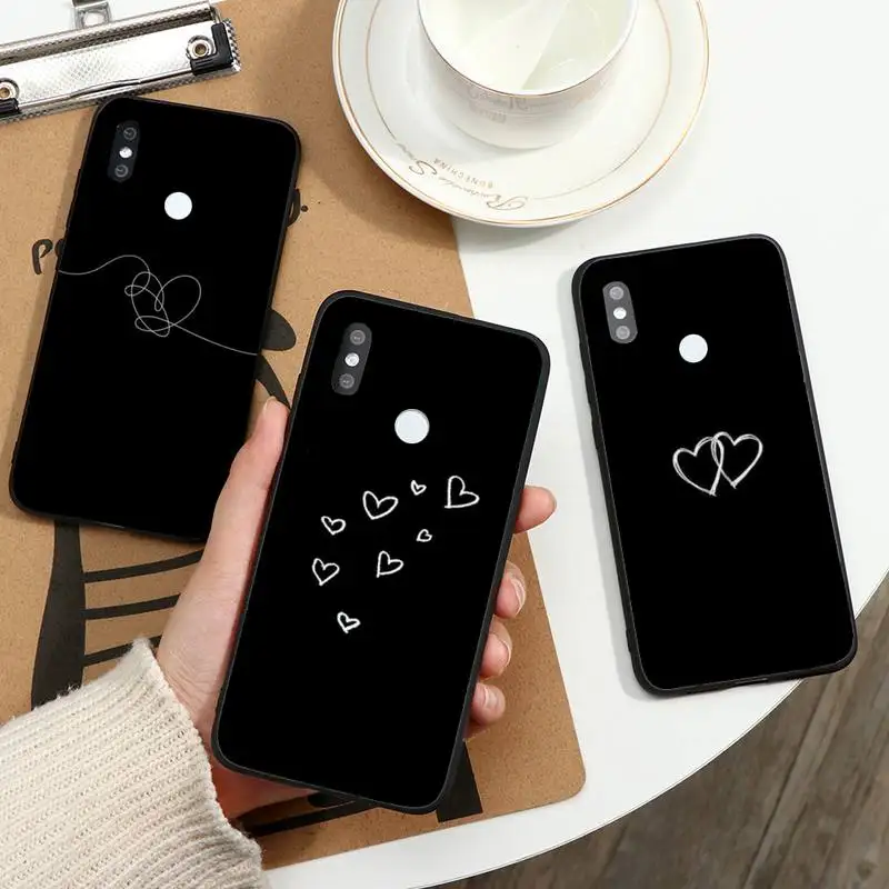 

Simple Lines Love Heart pattern Phone Case For Xiaomi Redmi note 7 8 9 t max3 s 10 pro lite coque funda shell cover