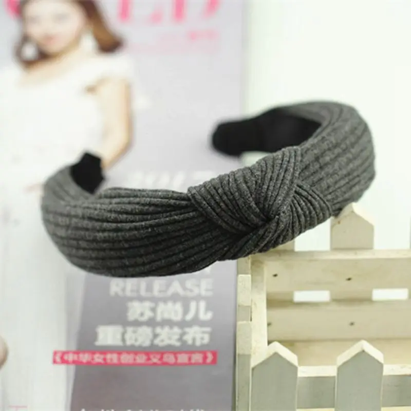 

Simple Solid Color Knitting Makeup Hair Headbands Women Twisted Knotted Elasticity Hairbands For Girls Hair Accessories