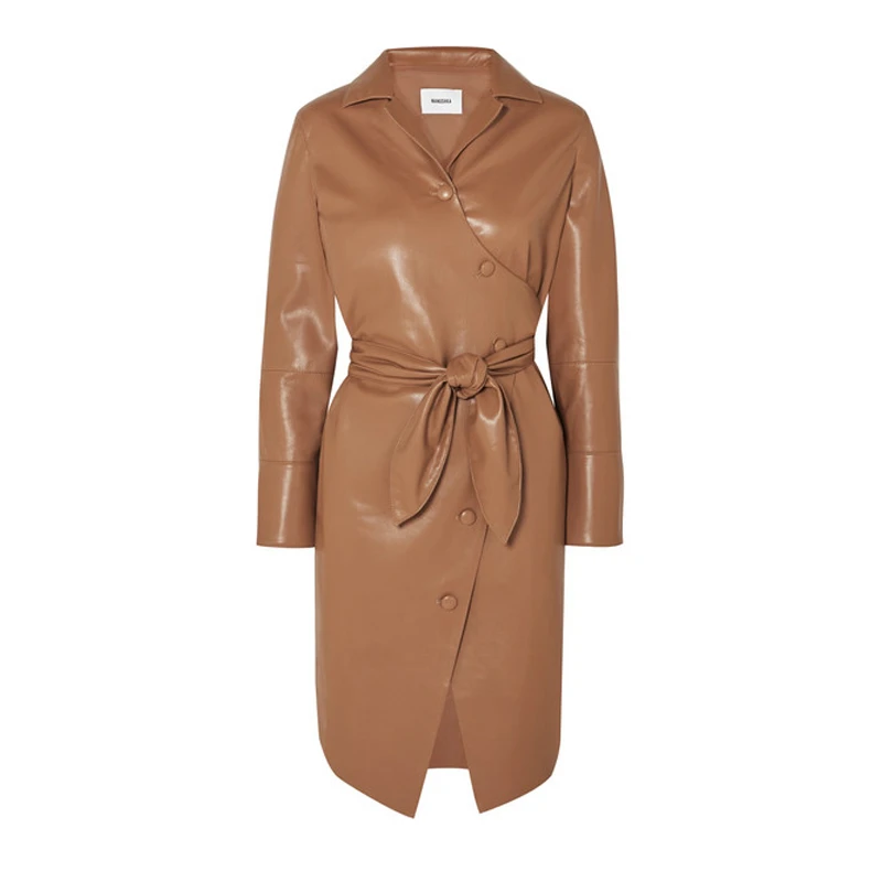 Платье на шнуровке из искусственной кожи платье для женщин с длинными рукавами и