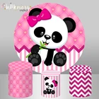 Детский круглый фон для фотосъемки с изображением мультяшных животных украшения для вечеринки розовая панда круглые фоны цилиндрические крышки для фотосъемки