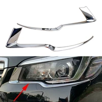 2pcs for subaru forester 2019 2020 2021 car styling front bumper headlight decorative strip eyebow frame cover trim chrome abs