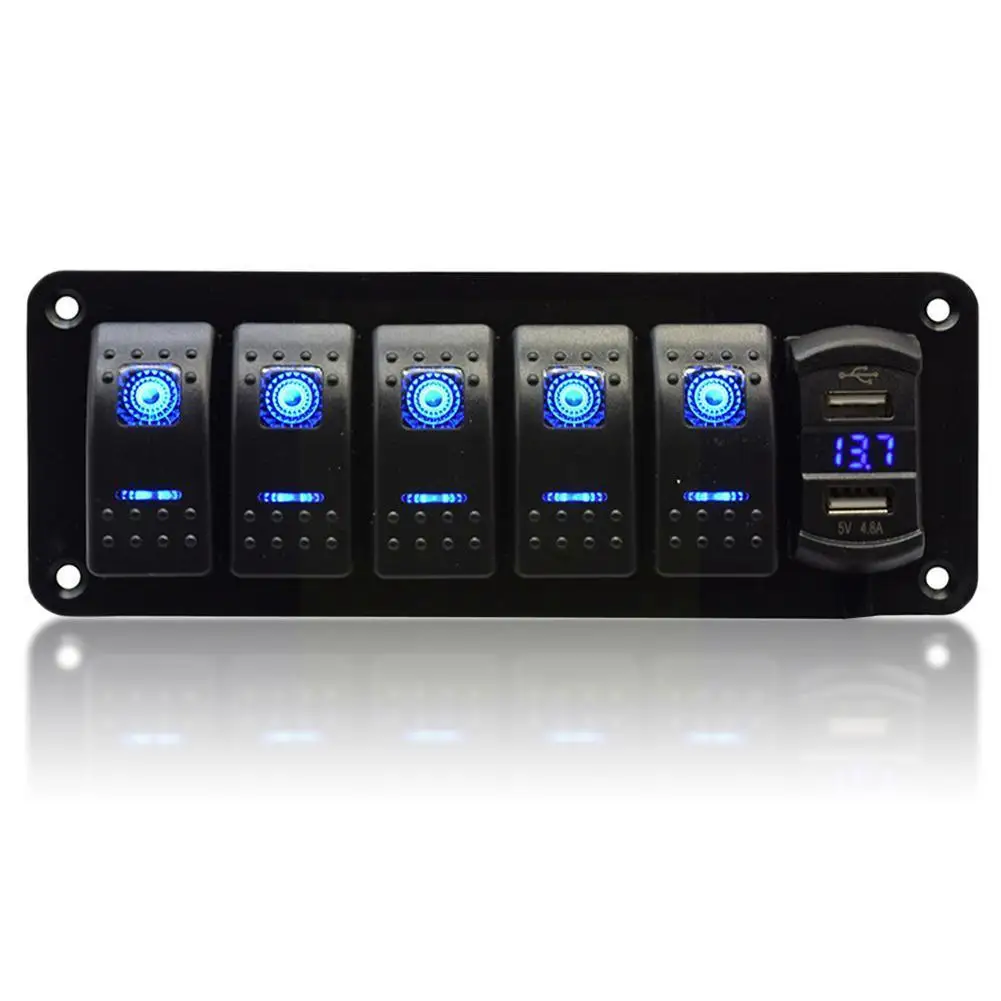 

1PC 6-in-1 Switch Plus Switch Car Charger Combination Wiring Harness Modification Panel Accessories With Car J0P9