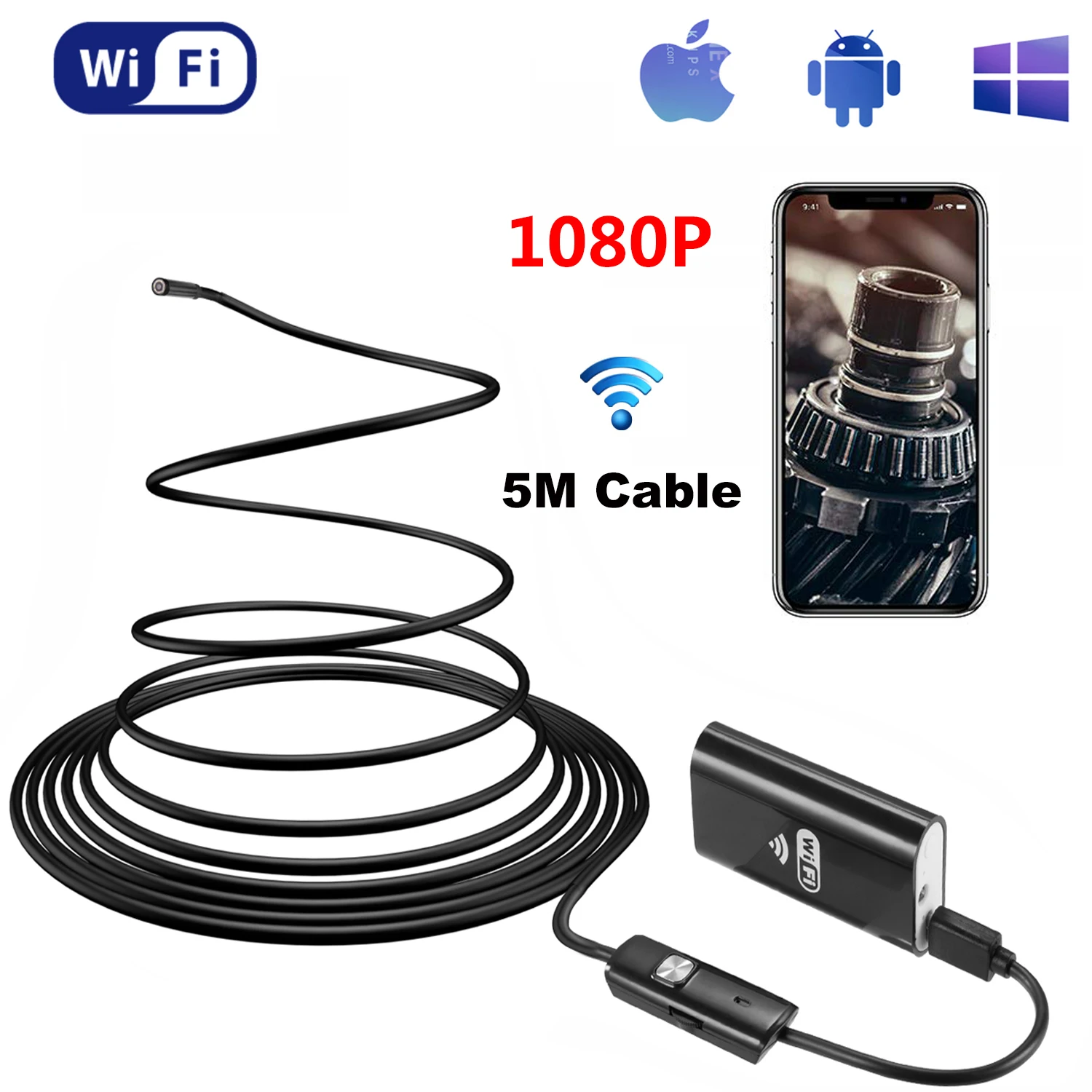 Эндоскоп водонепроницаемый 8 мм 1080P Wi Fi IP68|Камеры видеонаблюдения| |
