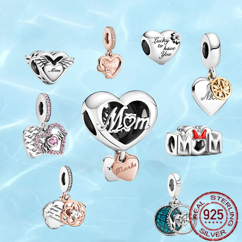 

New 925 Silver Charm Bow Earth Rose Gold Thanksgiving Mother's Day Pendant Beads Suitable for Pandora Bracelet Women's Gift