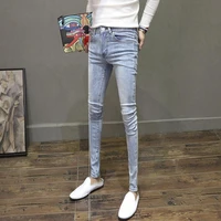 fashion 2021 teenager skinny jeans men stretch social spirit guy stretch jeans men korean feet long teenager pencil pants