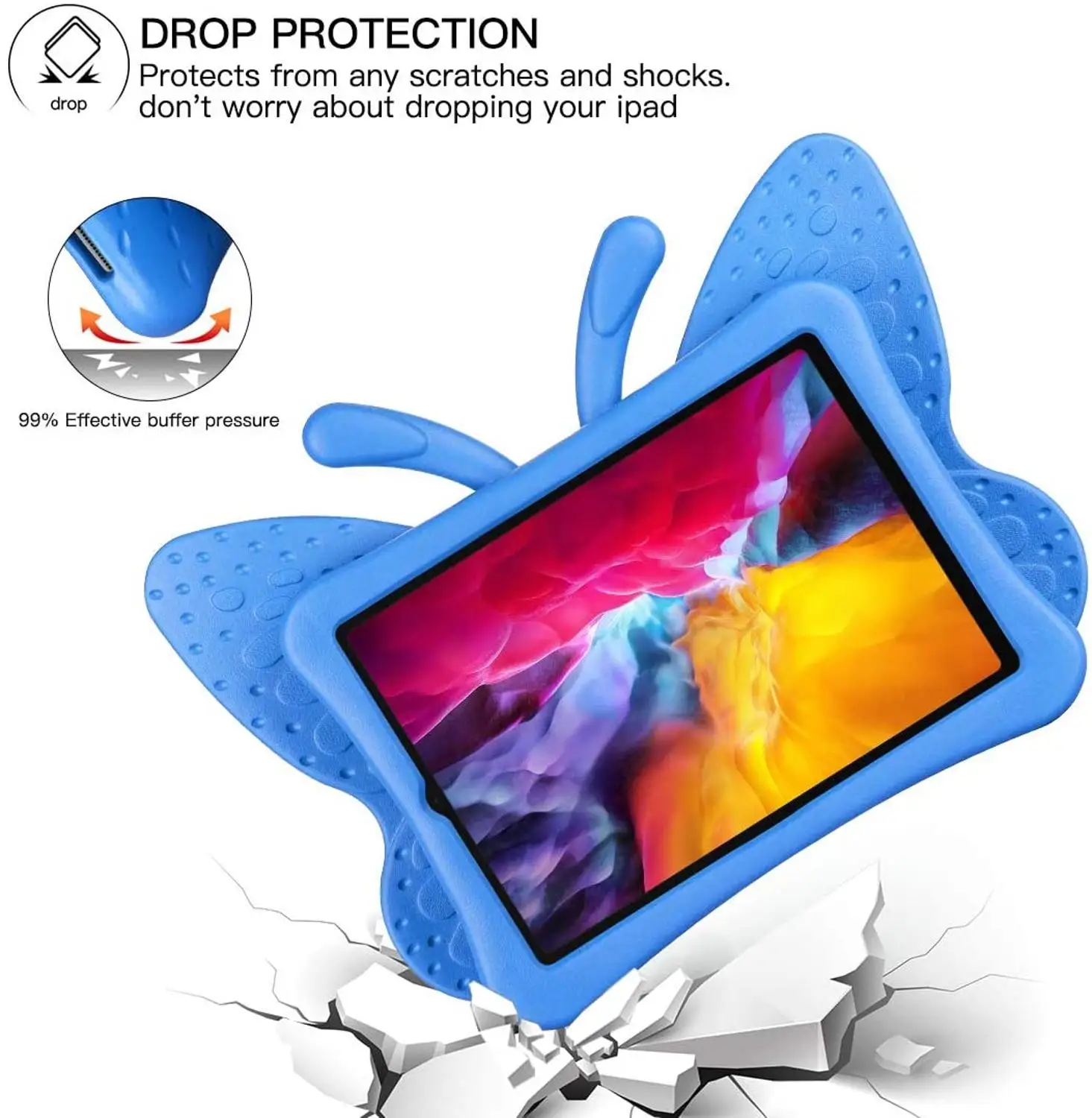 

iPad Pro 11 2020 Case 3D Cartoon Butterfly Non-Toxic EVA Kids Shockproof Wing Kickstand Cover Case iPad Pro 11 2020 2018 capa
