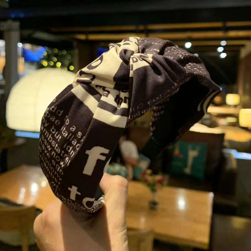 

New Fashion Cloth Letter Wide Side Hair Bands for Women Korean Simple Knotted Washing Head Band Hair Hoop Girls Hair Accessories