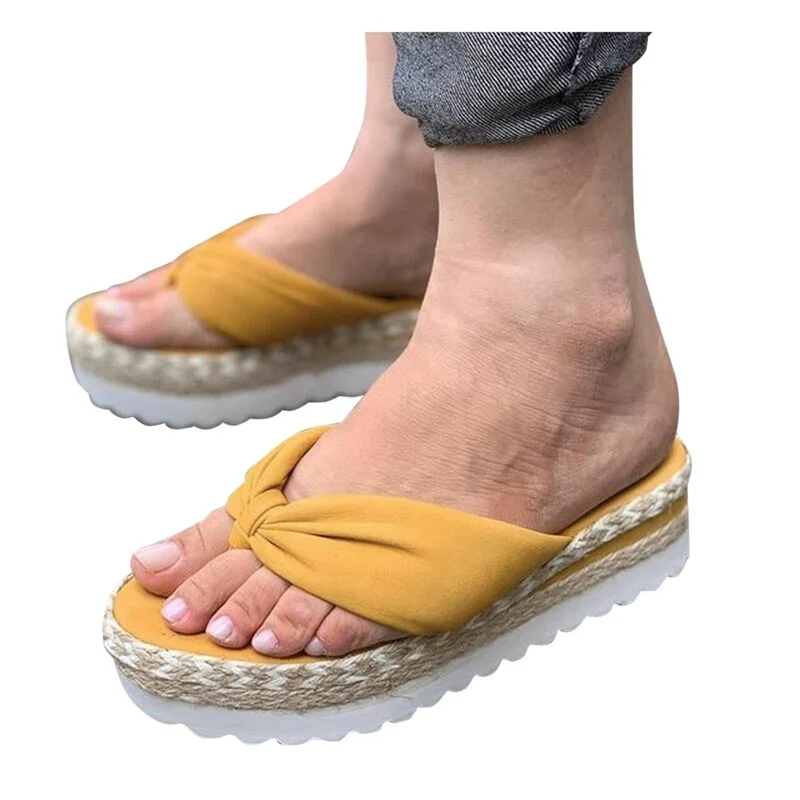 

Women's 2021 Platform Sandals Slippers Summer Slip-On Flat Beach Open Toe Flip-flops Breathable Sandals Outdoor Female Shoes
