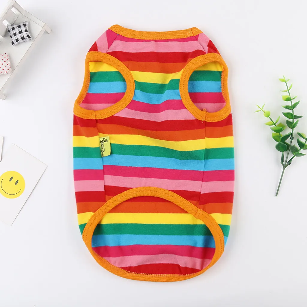 Новый модный жилет для домашних животных лето и осень радужные полосы Одежда