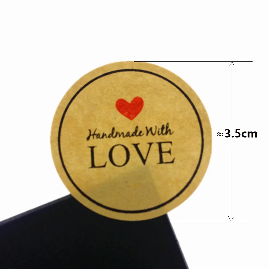 

1000Pcs/lot Handmade With Love Red Heart Stickers gift Package seal label stickers