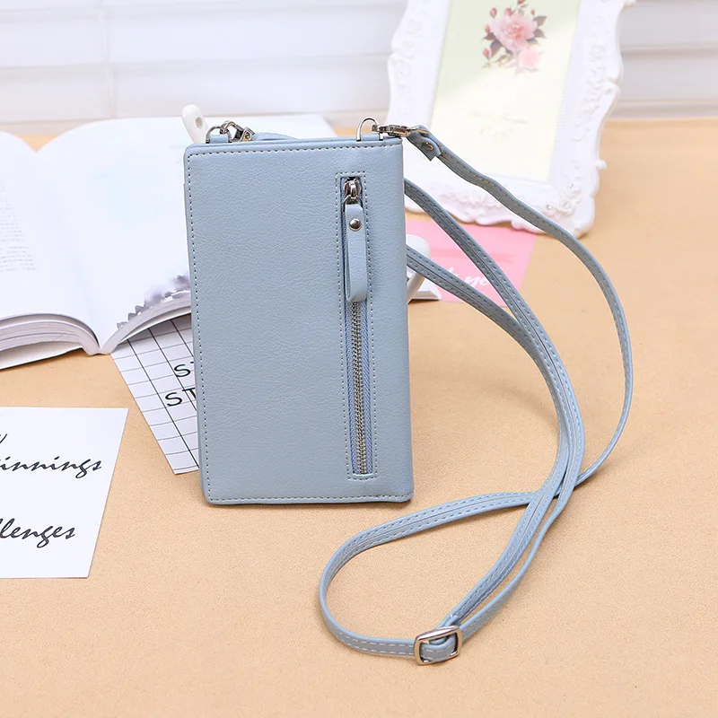 

PU Leather Multifunction Crossbody Phone Shoulder Bag Mini Women Wallet Messenger Female Clutch 2-in-1 Card Holder Candy Color
