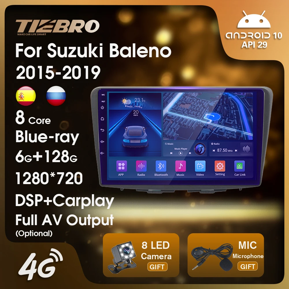 

Автомагнитола TIEBRO для Suzuki Baleno 2015 2016-2019 2DIN Android автомобильное стерео 4G Android автомобильное мультимедийное Видео Радио Carplay DSP