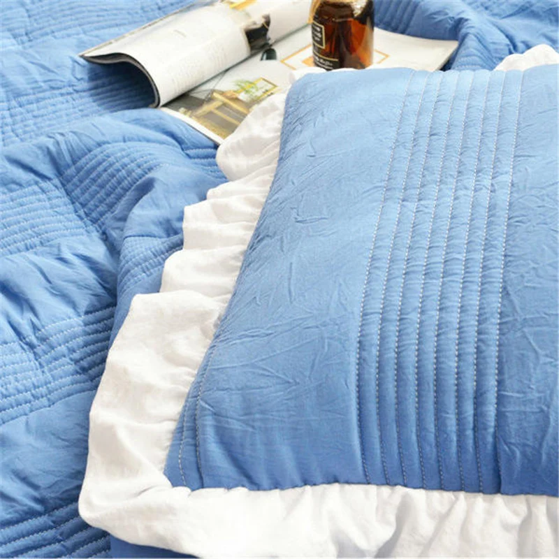 Корейская версия постельного белья из потертого хлопка простыня наволочки 2/3 шт.