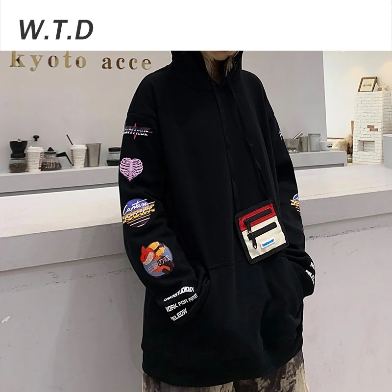W.T.D Новая мужская толстовка уличная мода индивидуальный узор повседневный стиль
