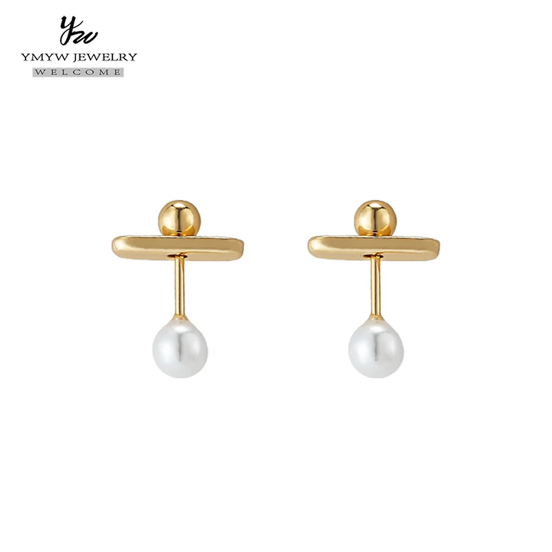 YMYW дешевые серьги гвоздики золотые трендовые модные медные имитация жемчуга