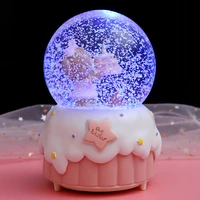cute bear cake luminous crystal ball music box ornament music box childrens gift for men and women caixinha de musica