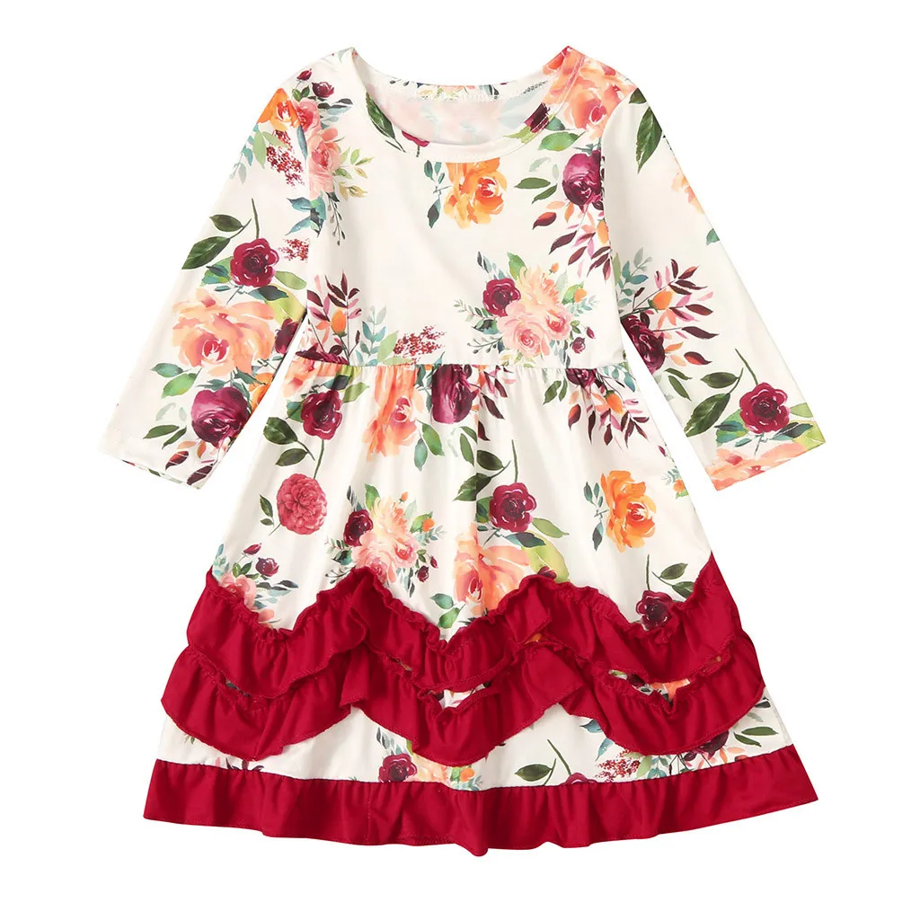 Платье принцессы SAGACE с длинным рукавом платье цветочным принтом и оборками для