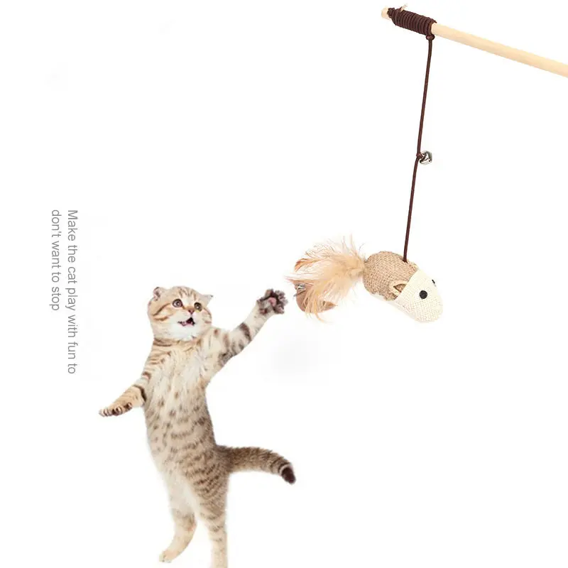 Домашнее животное игрушка для кошки &quotДразнилка&quot игрушки перо Лен палочка