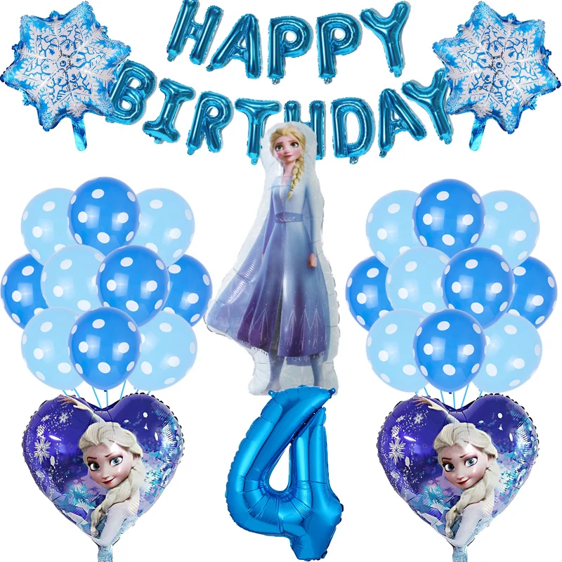

39pcs Cartoon Frozen Princess Elsa Foil Balloons Set 32inch Number Globos Baby Shower Happy Birthday Party Decorations Kids Toys