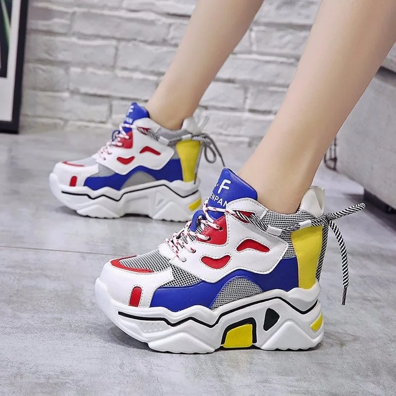 Кроссовки Женская обувь на широком кроссовки высоком каблуке каждый день basket femme
