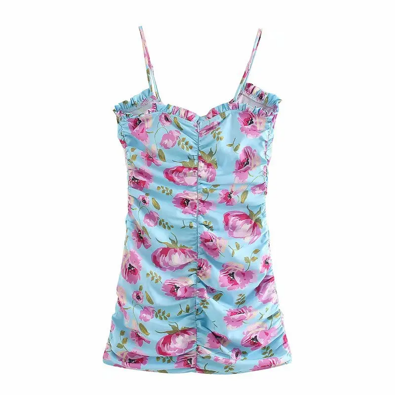 Женское плиссированное платье za vadiming с цветочным принтом в Европейском стиле