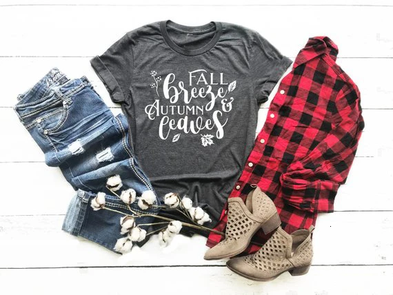 Осенняя рубашка с осенними листьями осенняя тыквой специями праздничный подарок