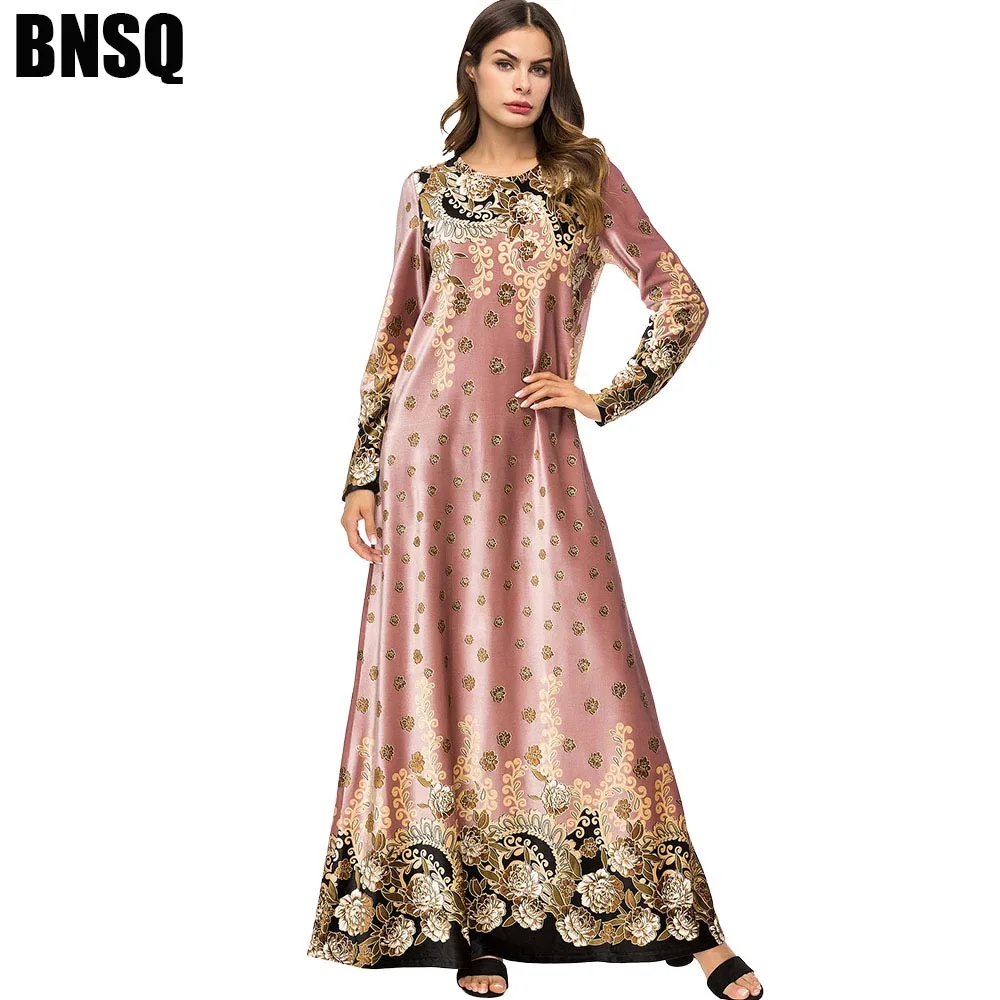 BNSQ Золотое бархатное платье горячей штамповки caftan Исламская одежда Турция