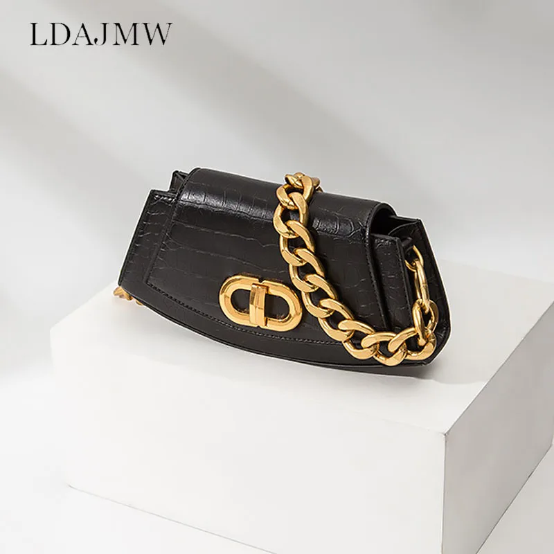 

New French Women's Shoulder Messenger Bag Fashion Chain Crossbody Leather Armpit Bags Handbag Cell Phone Satchel
