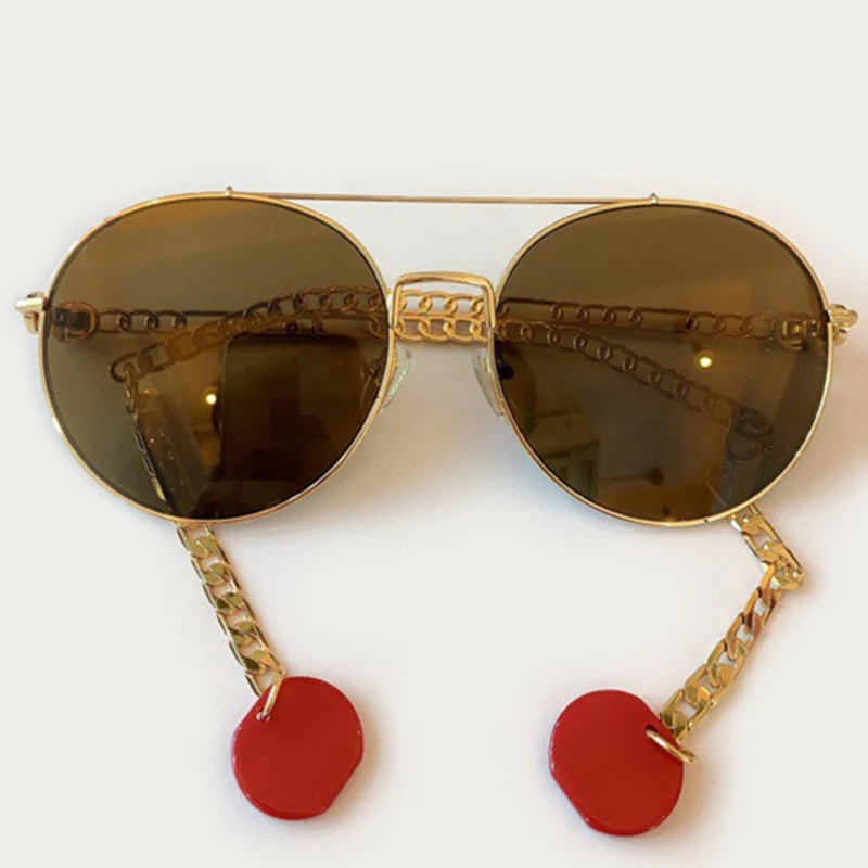 Metal Frame Round Sunglasses Women 2020 Vintage Brand Design Sunglasses With Chain Women/Men Luxury Oculos De Sol Gafas