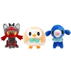 Kawaii аниме Rowlet Litten Popplio Pikachus плюшевые игрушки Покемоны подарок для ребенка мягкая кукла кот морской лев Сова рождественские подарки